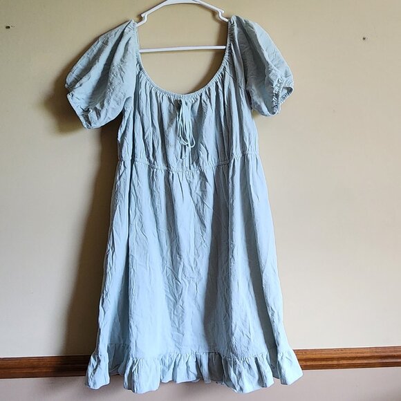 SHEIN CURVE Plus Solid Ruffle Hem Tie Front Bardot Dress Size 4XL NWOT - Picture 3 of 7